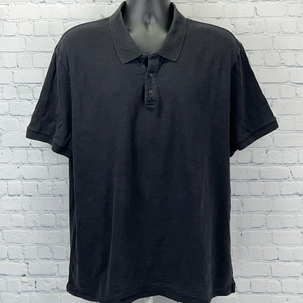 Vince Slub Polo Shirt Short Sleeve Cotton MR778-9371 Black Mens 2XL XXL
